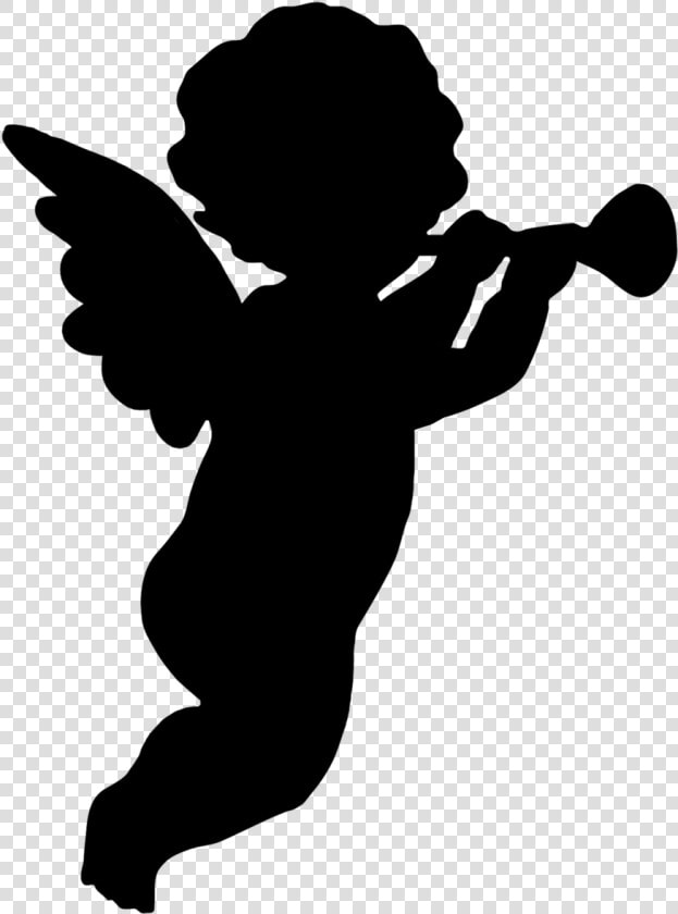 Cherub Silhouette Angel Clip Art   Angel With Trumpet Silhouette  HD Png DownloadTransparent PNG
