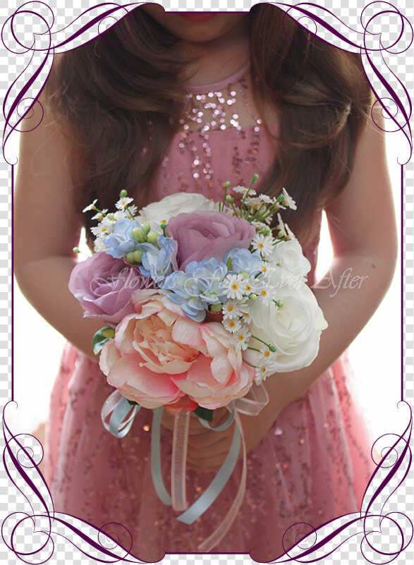 Silk Artificial Pastel Colourful Flower Girl Posy Featuring   Fake Wedding Bouquets Australia  HD Png DownloadTransparent PNG