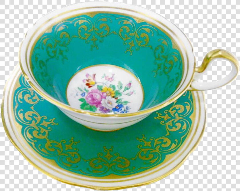 Aynsley Rose Center Dark Emerald Teal Green Tea Cup  HD Png DownloadTransparent PNG