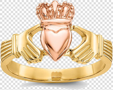 14k Two Tone Gold Claddagh Ring   Engagement Ring  HD Png DownloadTransparent PNG