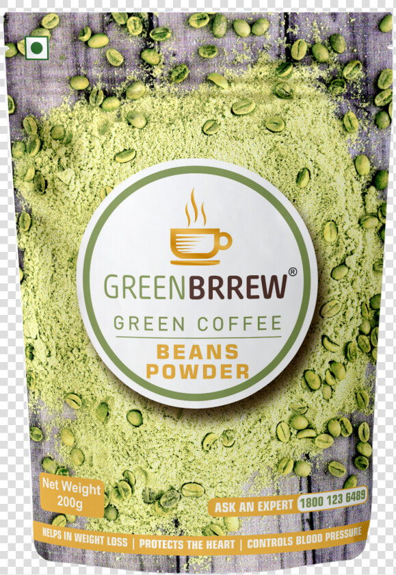 Greenbrrew Organic Unroasted Green Coffee Beans Powder   Coffee Bean  HD Png DownloadTransparent PNG