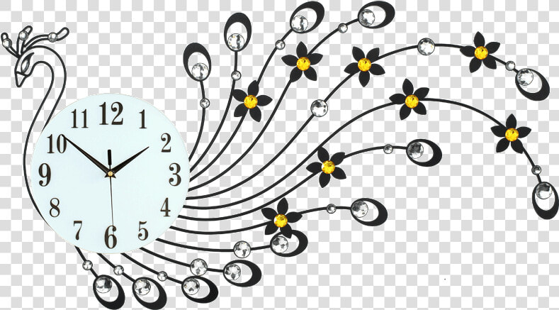 Peacock Clock Wall Clock Living Room Art Personality   Wall Decoration Png  Transparent PngTransparent PNG