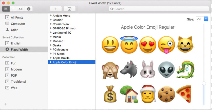 The Font Book Window Showing The Apple Color Emoji   Apple Emoji Font  HD Png DownloadTransparent PNG