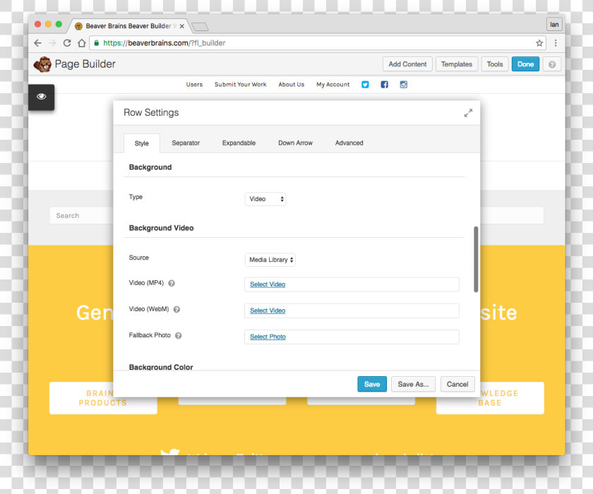 Create Video Backgrounds In Beaver Builder By Using   Beaver Builder Css Selectors  HD Png DownloadTransparent PNG