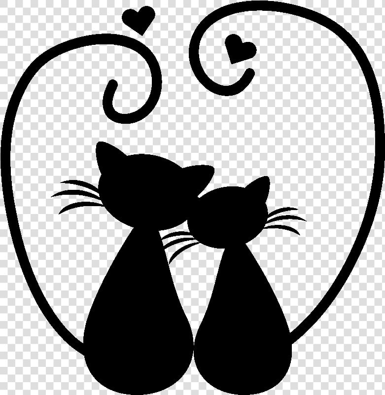 Sticker Couple De Chats Amoureux Ambiance Sticker Kc3415   Cat Silhouette  HD Png DownloadTransparent PNG