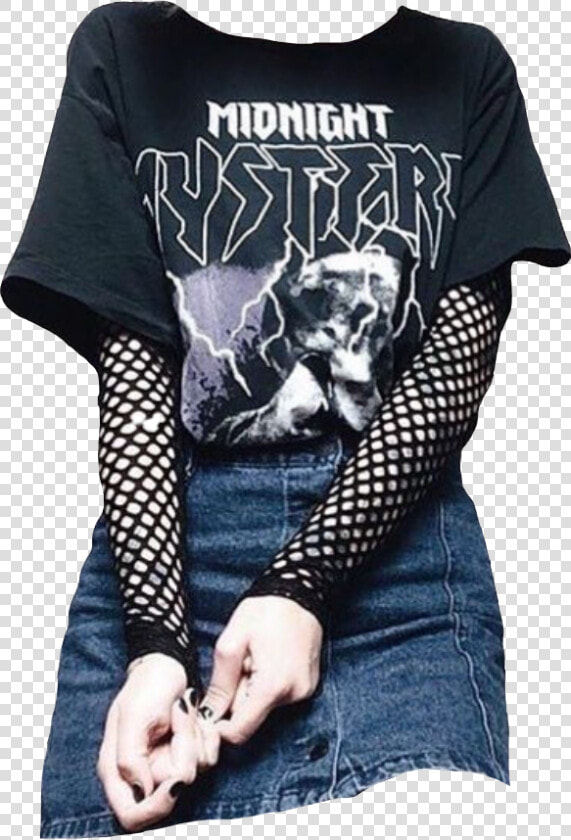 outfit  mood  moodboard  jeanskirt  fishnet  black   Punk Rock Aesthetic Clothes  HD Png DownloadTransparent PNG