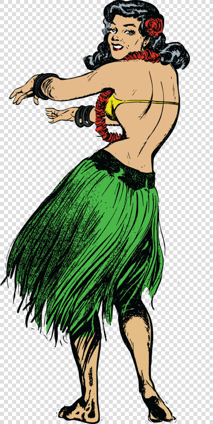 Free Clipart Of A Retro Woman Hula Dancing   Hula Girl Drawing Transparent Background  HD Png DownloadTransparent PNG