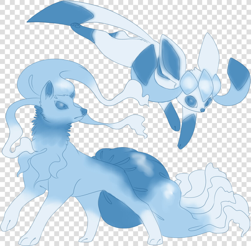 Alolan Ninetales And Shiny Glaceon   Alolan Ninetales And Glaceon  HD Png DownloadTransparent PNG