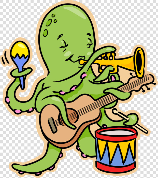 Vector Illustration Of Giant Octopus Plays Guitar    Multiple Intelligence Musical Rhythmic  HD Png DownloadTransparent PNG