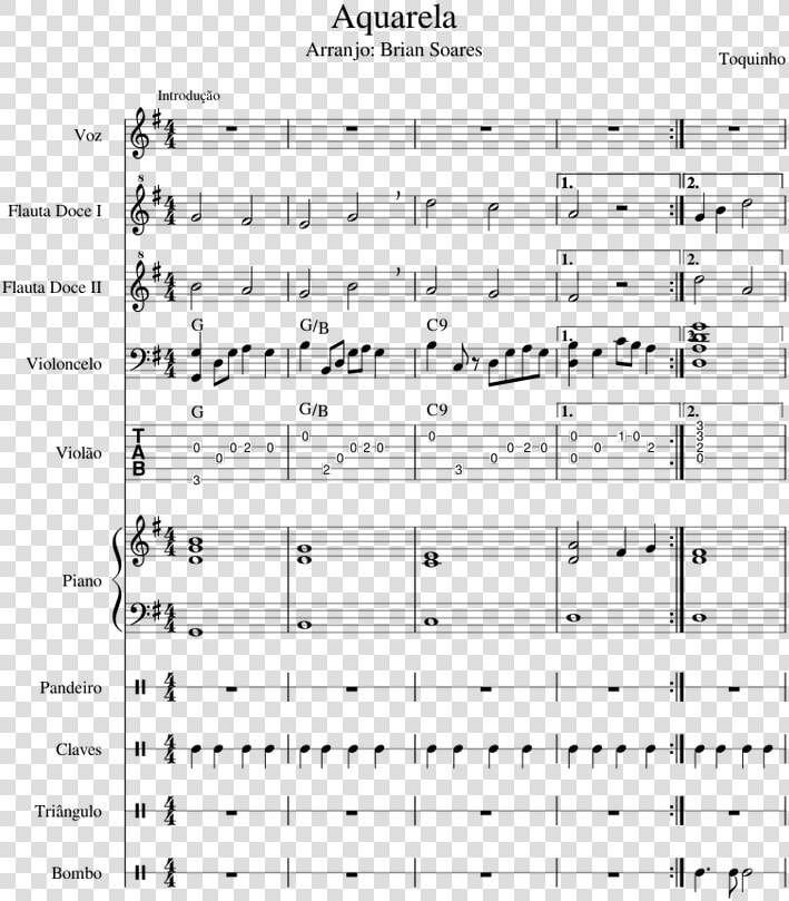 Aquarela Toquinho Piano Sheet  HD Png DownloadTransparent PNG