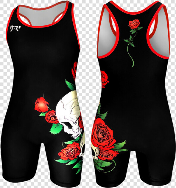 Skulls  amp  Roses   Womens Wrestling Singlets Roses  HD Png DownloadTransparent PNG
