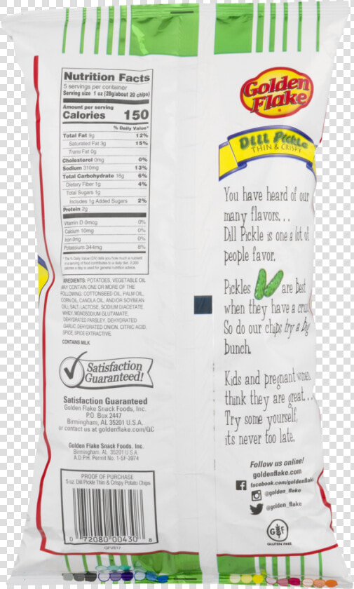 Golden Flake Thin  amp  Crispy Potato Chips  Dill Pickle   Golden Flake Dill Pickle Chips  HD Png DownloadTransparent PNG