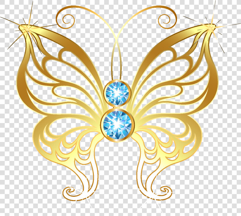 Cartoon Golden Line Butterfly Element   Portable Network Graphics  HD Png DownloadTransparent PNG
