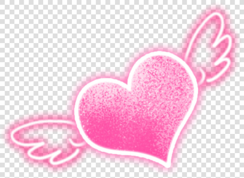 Transparent Heart With Wings Png   Neon Heart With Wings  Png DownloadTransparent PNG