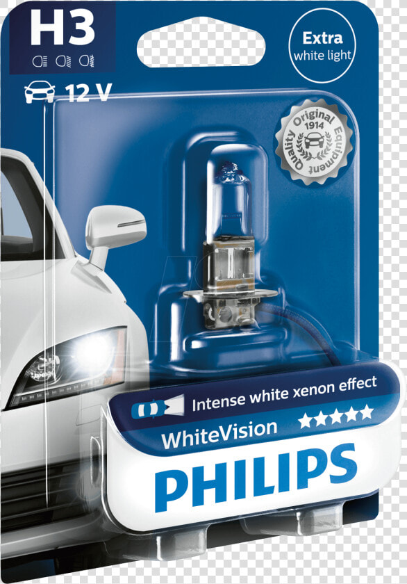 H3 Headlight Bulb Philips White Vision  Single Unit   H3 12v 55w Led Bulb  HD Png DownloadTransparent PNG