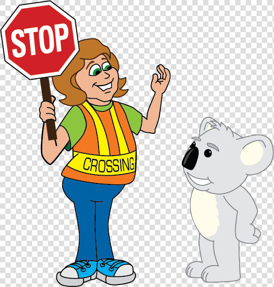 Crossing Guard With Koala   Stop Sign Clip Art  HD Png DownloadTransparent PNG