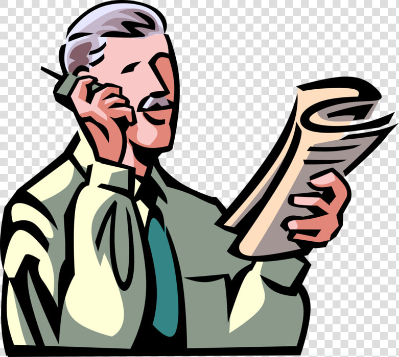 Talking On Cell Phone With Newspaper Royalty Free Vector   Holding Newspaper Clipart  HD Png DownloadTransparent PNG