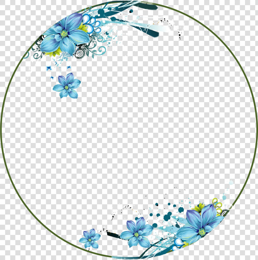 Flowers  Blue  Circle Frame   Flower Circle Border Blue  HD Png DownloadTransparent PNG
