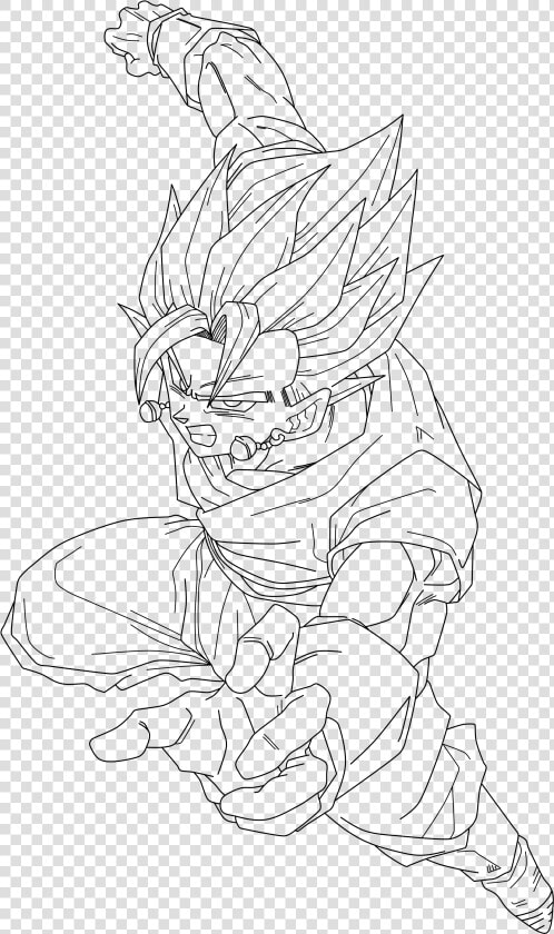 Pictures Of Vegito Ssj3 Coloring Pages Kidskunst Info   Vegito Lineart  HD Png DownloadTransparent PNG