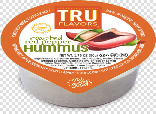 Tru Flavors Roasted Red Pepper Hummus Cups   Hummus Cups  HD Png DownloadTransparent PNG